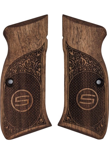 Sarsılmaz Kılınç 2000 Light Uyumlu Muadil Ahşap Kabze Takımı Floral Logo Desenli Model 039
