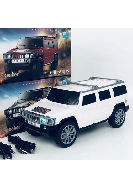 WS590 Model Jeep Araba Tws Müzik Çalar Kolon Bluetooth Hoparlör Speaker 8 Watt Fm Radyo Sd Kart USB