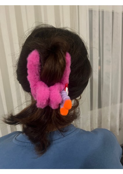 Kadın Kız Peluş Mandal Toka 12 cm Iki Adet Pembe fiyatları