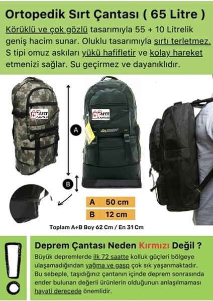 Mega Deprem Çantası 4 Kişilik Aileye Uygun 237 Parça Uzman Deprem Acil Durum Ilk Yardım Çantası