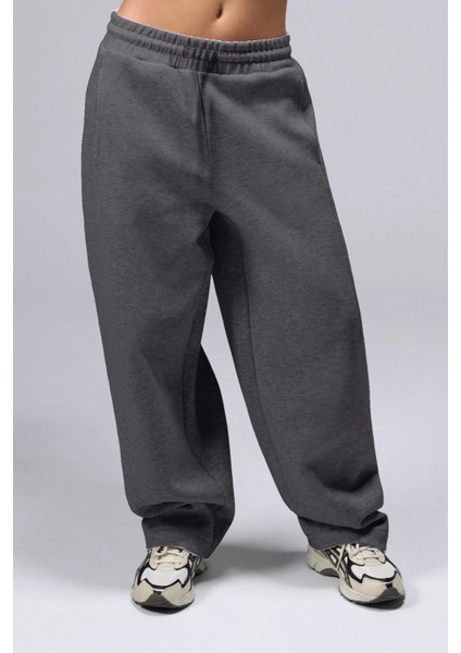 Kadın Mevsimlik Salaş Geniş Rahat Paça Yan Cepli Eşofman Altı Baggy