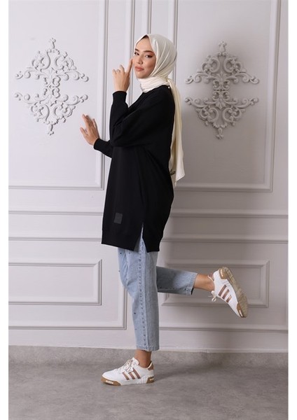Kadın Bisiklet Yaka Sade Düz Iki Iplik Tunik 30644