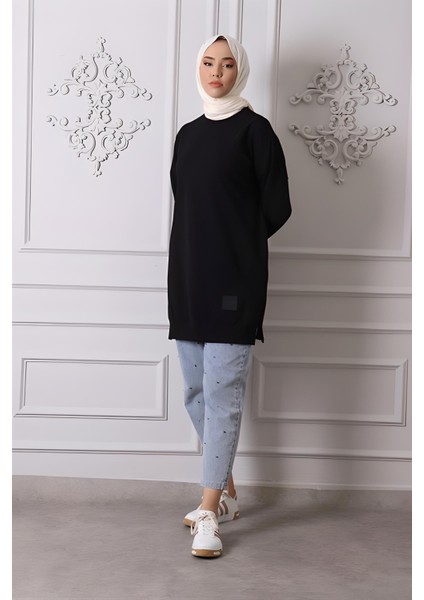 Kadın Bisiklet Yaka Sade Düz Iki Iplik Tunik 30644