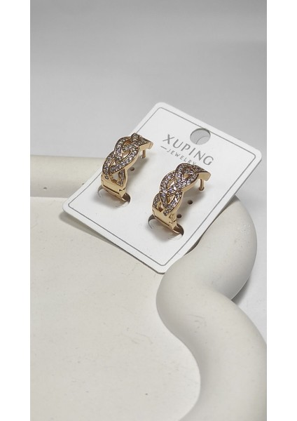 Xuping Vip Rose Gold Zirkon Taşlı Halka Çelik Kadın Küpe