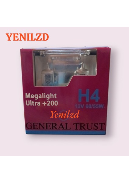Generaltruck H4 Ampul Performans Ampulü Ultra Vision +%200 Fazla +%20 Beyaz Işık 12V 60/55W indirimleri