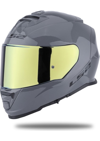 Storm 2 Nardo Gri Kapalı Motosiklet Kaskı Gold Camlı