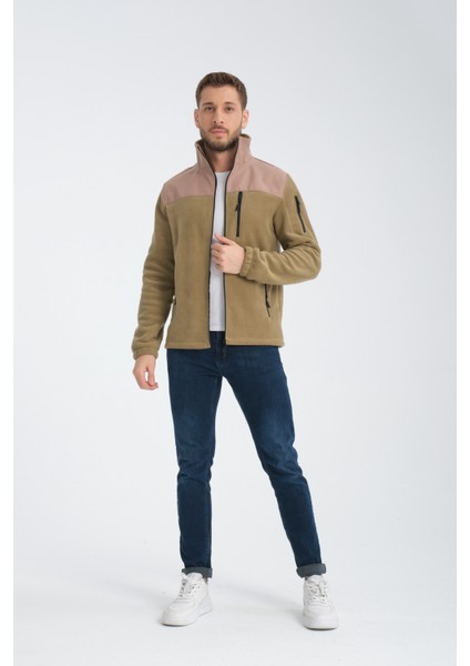 Tam Fermuarlı Softshell Garnili Polar Ceket