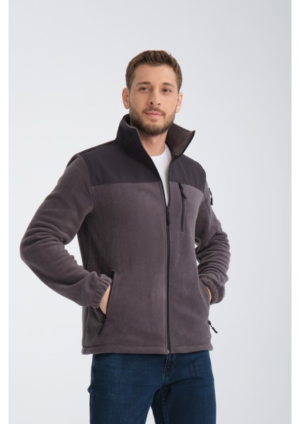 Tam Fermuarlı Softshell Garnili Polar Ceket