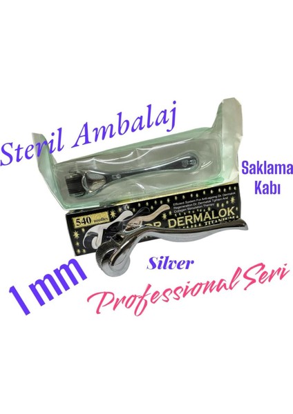 Dermaroller Silver Professional-Saç, Sakal, Kaş Serum Kullanımına Uygun Yeni Seri 1mm