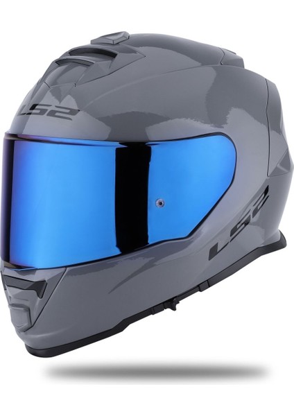 Storm 2 Nardo Gri Kapalı Motosiklet Kaskı Mavi Camlı