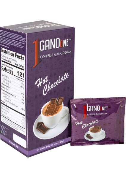 2 Kutu Ganoone Hot Chocolate, Ganoderma Reishi Mantarı Özütlü Içecek Karışımı - (40 Poşet x 28g)