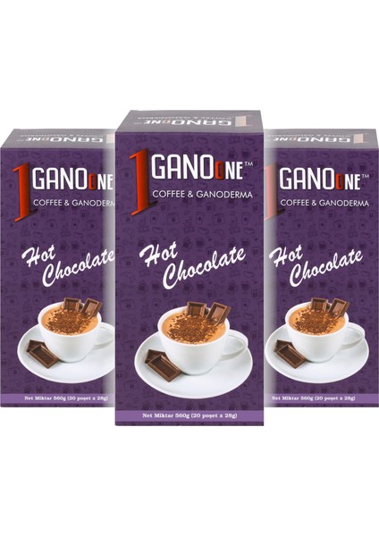 2 Kutu Ganoone Hot Chocolate, Ganoderma Reishi Mantarı Özütlü Içecek Karışımı - (40 Poşet x 28g)