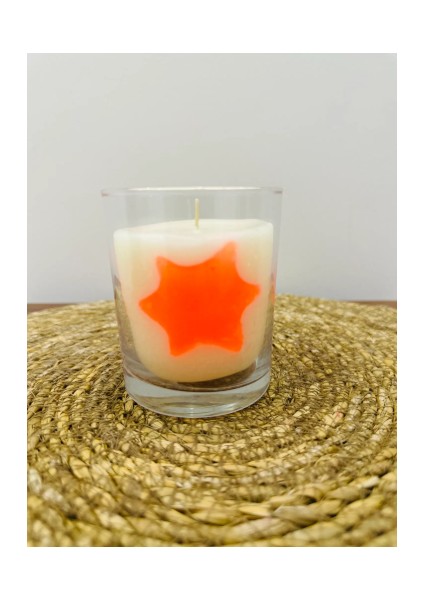 Cam Bardakta Fosforlu Turuncu Mum Soya Wax