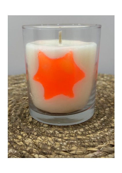 Cam Bardakta Fosforlu Turuncu Mum Soya Wax