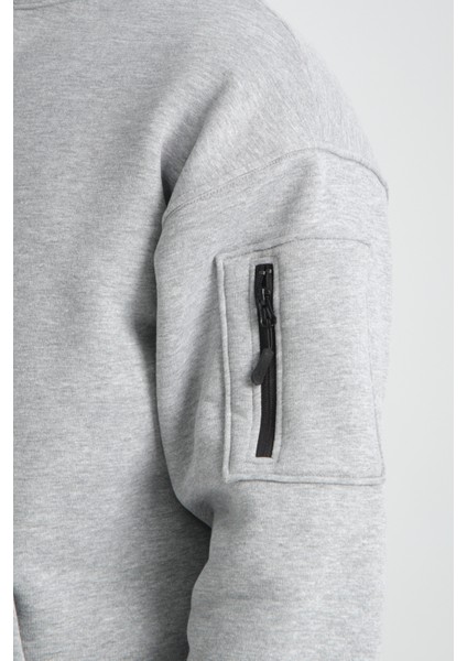 Pamuklu içi Polarlı Dik Yaka Kanguru Cepli Sweatshirt indirimleri