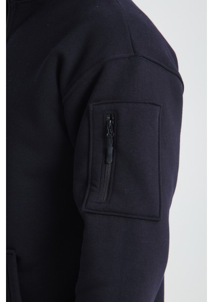 Pamuklu içi Polarlı Dik Yaka Kanguru Cepli Sweatshirt indirimleri