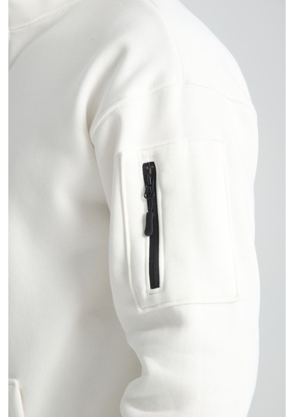 Pamuklu içi Polarlı Dik Yaka Kanguru Cepli Sweatshirt fırsatları