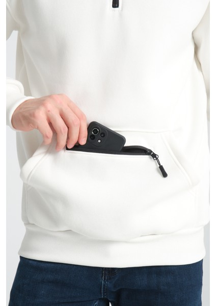 Pamuklu içi Polarlı Dik Yaka Kanguru Cepli Sweatshirt indirimleri