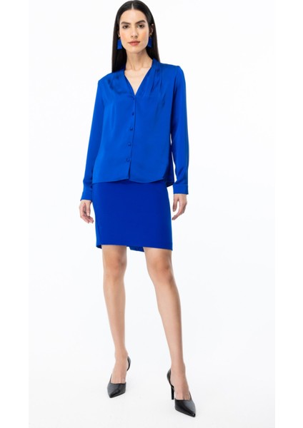 Önü Drapeli Saten Bluz Saks fiyatları