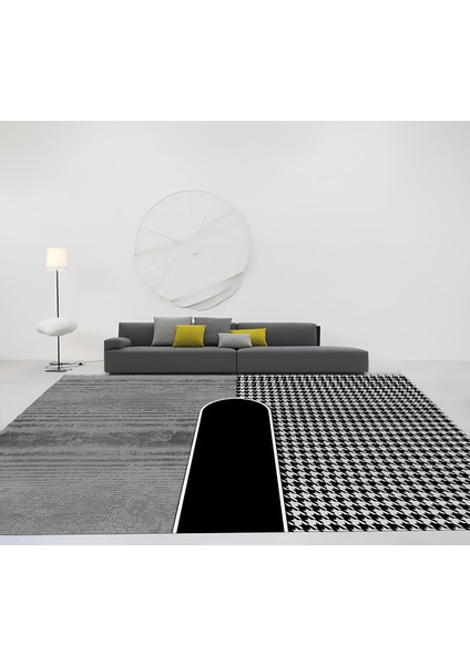 Kaymaz Taban Modern Premium Kalite Salon Mutfak Koridor Halısı Gri 4084