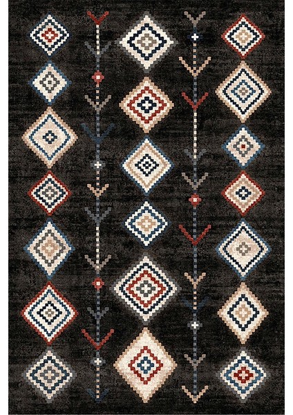 Kaymaz Taban Modern Premium Kalite Salon Mutfak Koridor Halısı Siyah 4081