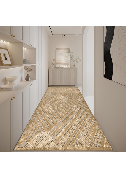 Kaymaz Taban Modern Premium Kalite Salon Mutfak Koridor Halısı Gold 4057