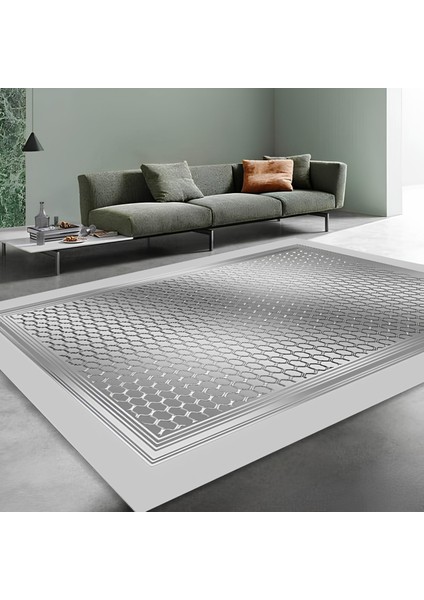 Kaymaz Taban Modern Premium Kalite Salon Mutfak Koridor Halısı Gri 4045