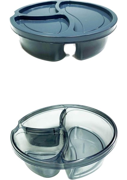 Diyet Saklama Kabı 3 Bölmeli Pratik Yuvarlak Beslenme Kahvaltı Kabı Koyu Gri fiyatları