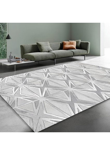 Kaymaz Taban Modern Premium Kalite Salon Mutfak Koridor Halısı Gri 4059