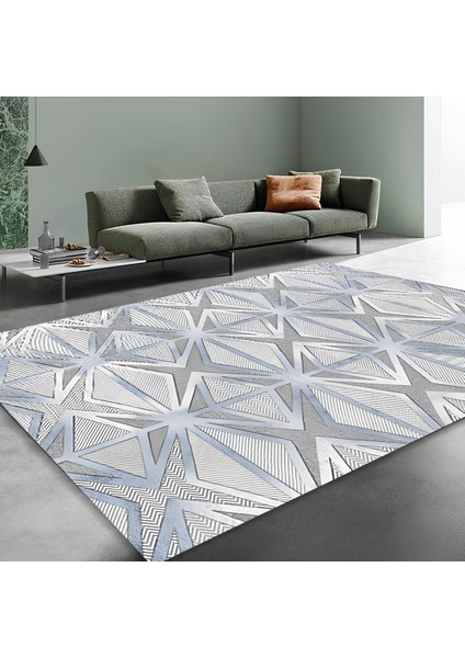 Kaymaz Taban Modern Premium Kalite Salon Mutfak Koridor Halısı Mavi 4059
