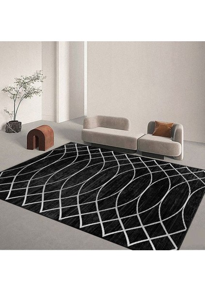Kaymaz Taban Modern Premium Kalite Salon Mutfak Koridor Halısı Gri Siyah 4076