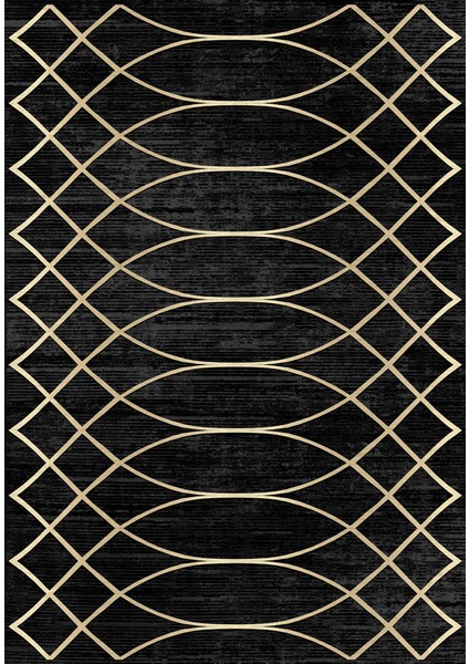 Kaymaz Taban Modern Premium Kalite Salon Mutfak Koridor Halısı Siyah 4076