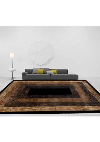 Kaymaz Taban Modern Premium Kalite Salon Mutfak Koridor Halısı Kahve 4089