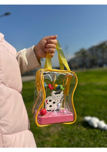 Çantalı Mini Inek Figürlü Helezon Koordinasyon Eğitici Öğretici Geliştirici Ahşap Oyuncak modelleri