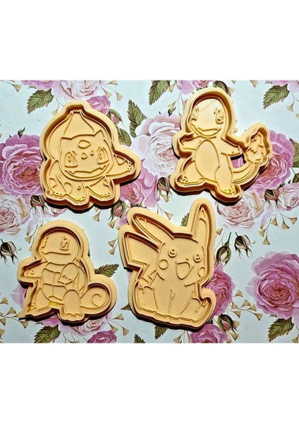 Pokemon Kurabiye Kalıbı Seti Bulbasaur Charmander Pikachu Ve Squirtel 4 Adet