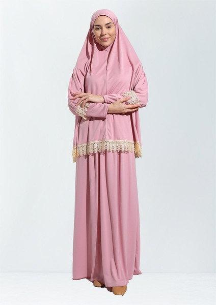 Dantelli Namaz Elbisesi Jarse Iki Parça