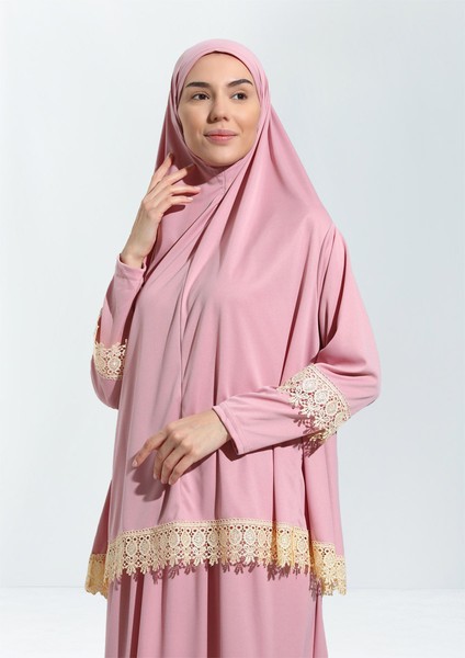 Dantelli Namaz Elbisesi Jarse Iki Parça fırsatları