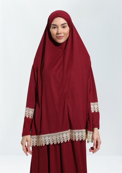 Dantelli Namaz Elbisesi Jarse Iki Parça modelleri