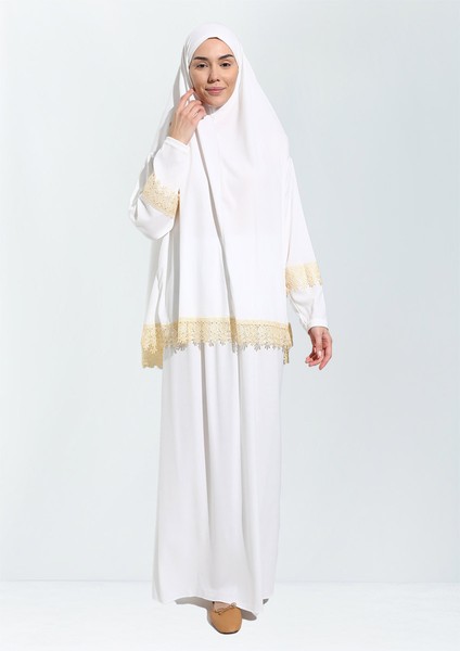 Dantelli Namaz Elbisesi Jarse Iki Parça