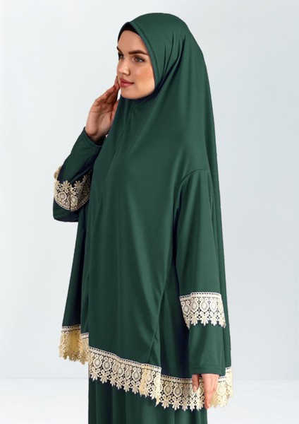 Dantelli Namaz Elbisesi Jarse Iki Parça