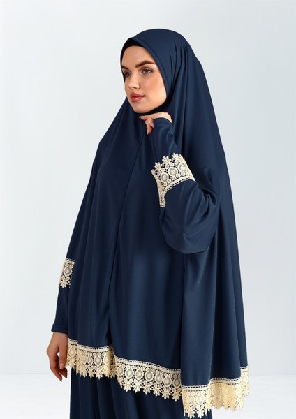 Dantelli Namaz Elbisesi Jarse Iki Parça modelleri