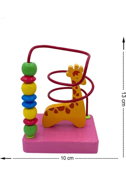 Çantalı Mini Pembe Tabanlı Zürafa Figürlü Helezon Koordinasyon Eğitici Öğretici Geliştirici Ahşap Oyuncak modelleri