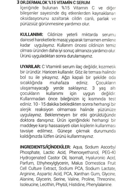Vitamin C %15 Yoğun Formül Premium Seri Ton Eşitleyici Aydınlatıcı Yüz Serumu 30ML Tüm Ciltler Için fırsatları