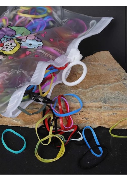 Renkli Baskılı Çantalı Çoklu Perma Lastik Toka fırsatları