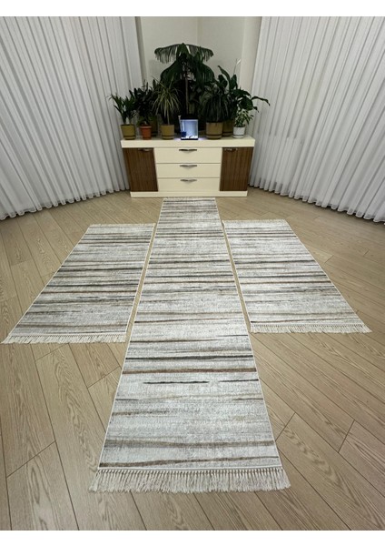 yatak Odası Halısı Seti 3 'lü Yatak Odası Halı Takımı 2 Adet 80X150 1 Adet 80X300 cm Halı Seti