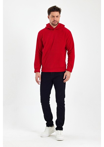 Erkek Polar Kapüşonlu Kanguru Cepli Sweat