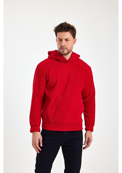 Erkek Polar Kapüşonlu Kanguru Cepli Sweat