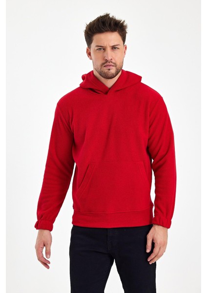 Erkek Polar Kapüşonlu Kanguru Cepli Sweat