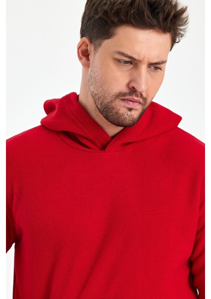Erkek Polar Kapüşonlu Kanguru Cepli Sweat
