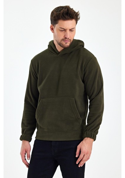 Erkek Polar Kapüşonlu Kanguru Cepli Sweat